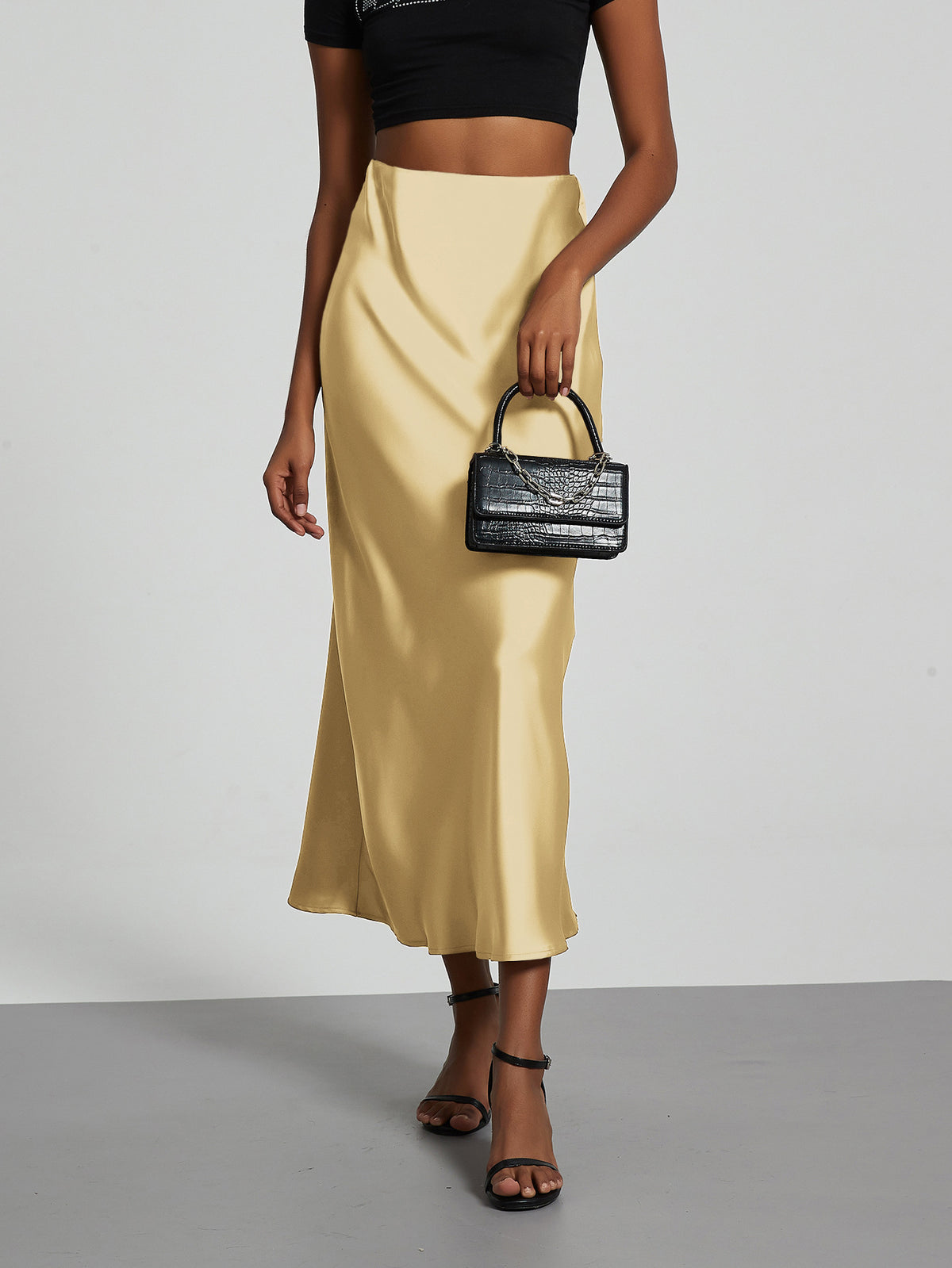 Elegant Satin Midi Skirt – Flowy & Slimming – Hidden Picks Online