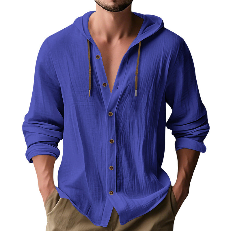 Hooded Cotton-Linen Loose Beach Cardigan Shirt – Hidden Picks Online