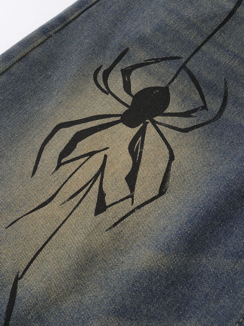 Hand-Painted Spider Distressed Denim Shorts – Hidden Picks Online
