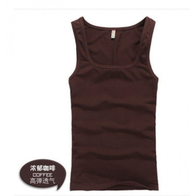 Square-Neck Slim-Fit Cotton Gym Vest – Hidden Picks Online