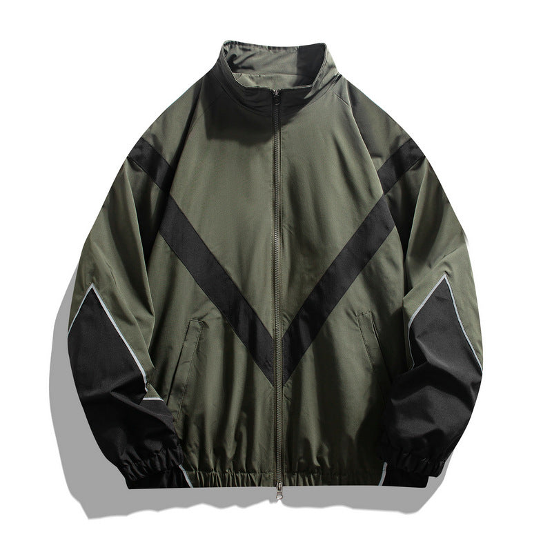 Reflective Patchwork Stand-Collar Sports Jacket – Hidden Picks Online
