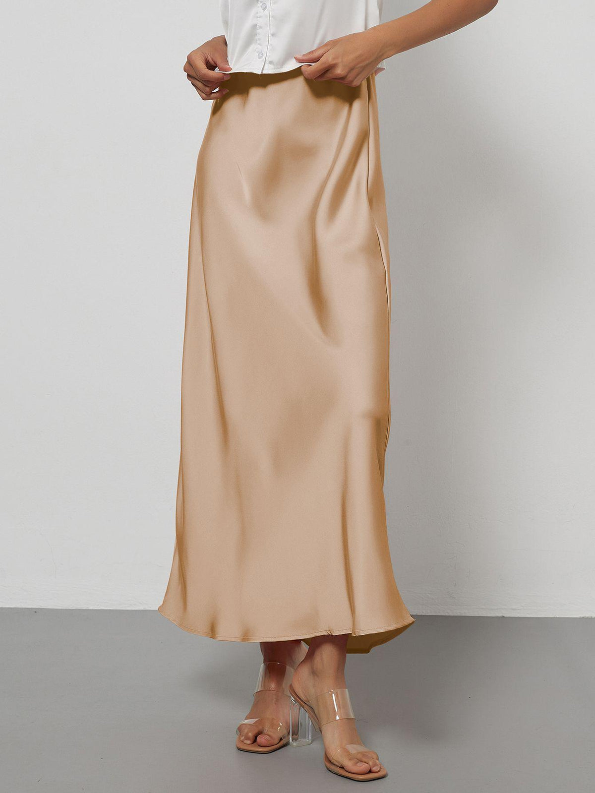 Elegant Satin Midi Skirt – Flowy & Slimming – Hidden Picks Online