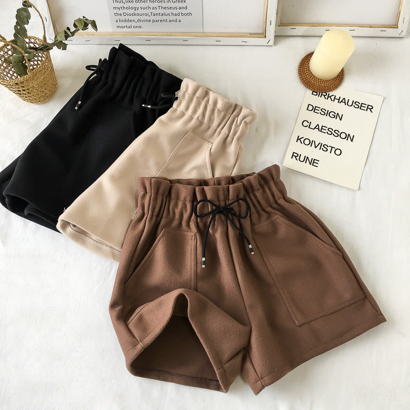 High-Waist Wide-Leg Woolen Shorts – Hidden Picks Online