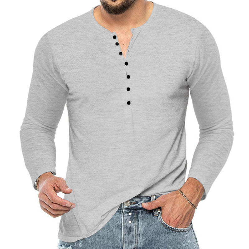 Slim-Fit V-Neck Button Long-Sleeve Base Shirt – Hidden Picks Online