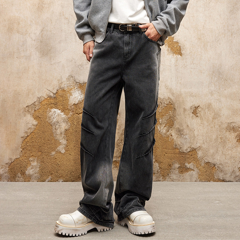 Retro High-Street Plus-Size 3D Straight-Leg Jeans – Hidden Picks Online