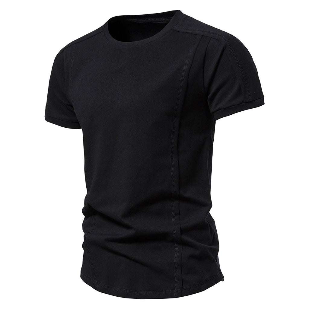 Slim-Fit Round-Neck Solid Color Casual T-Shirt – Hidden Picks Online