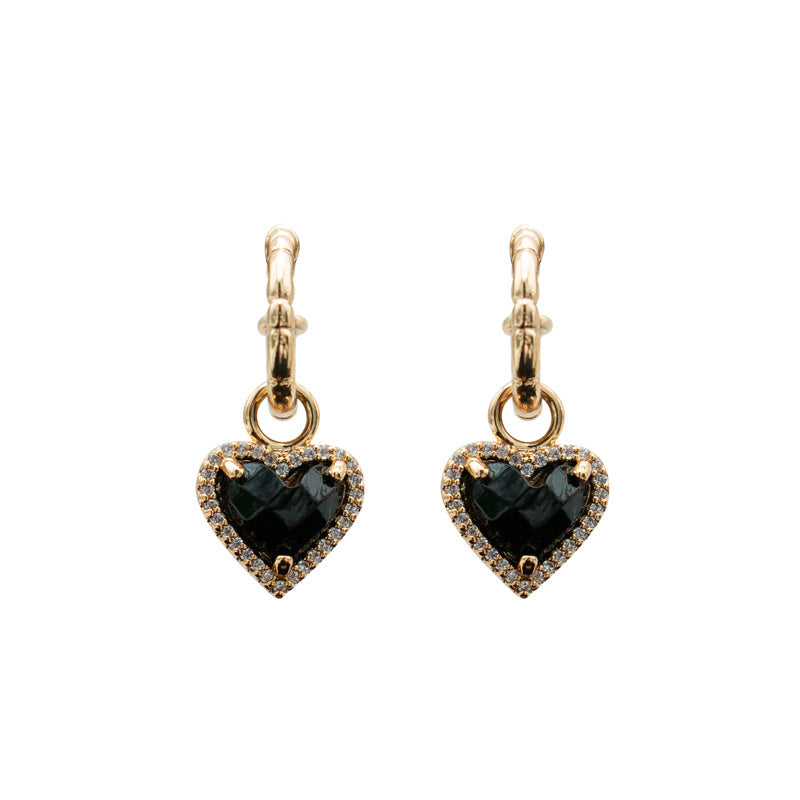 Chinese-Style Heart Pendant Earrings – Elegant Peach Heart Studs – Hidden Picks Online