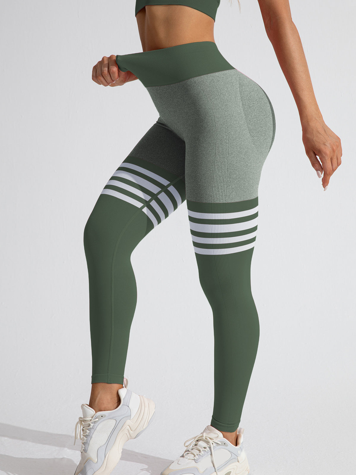High-Waist Butt-Lift Striped Running Leggings – Hidden Picks Online