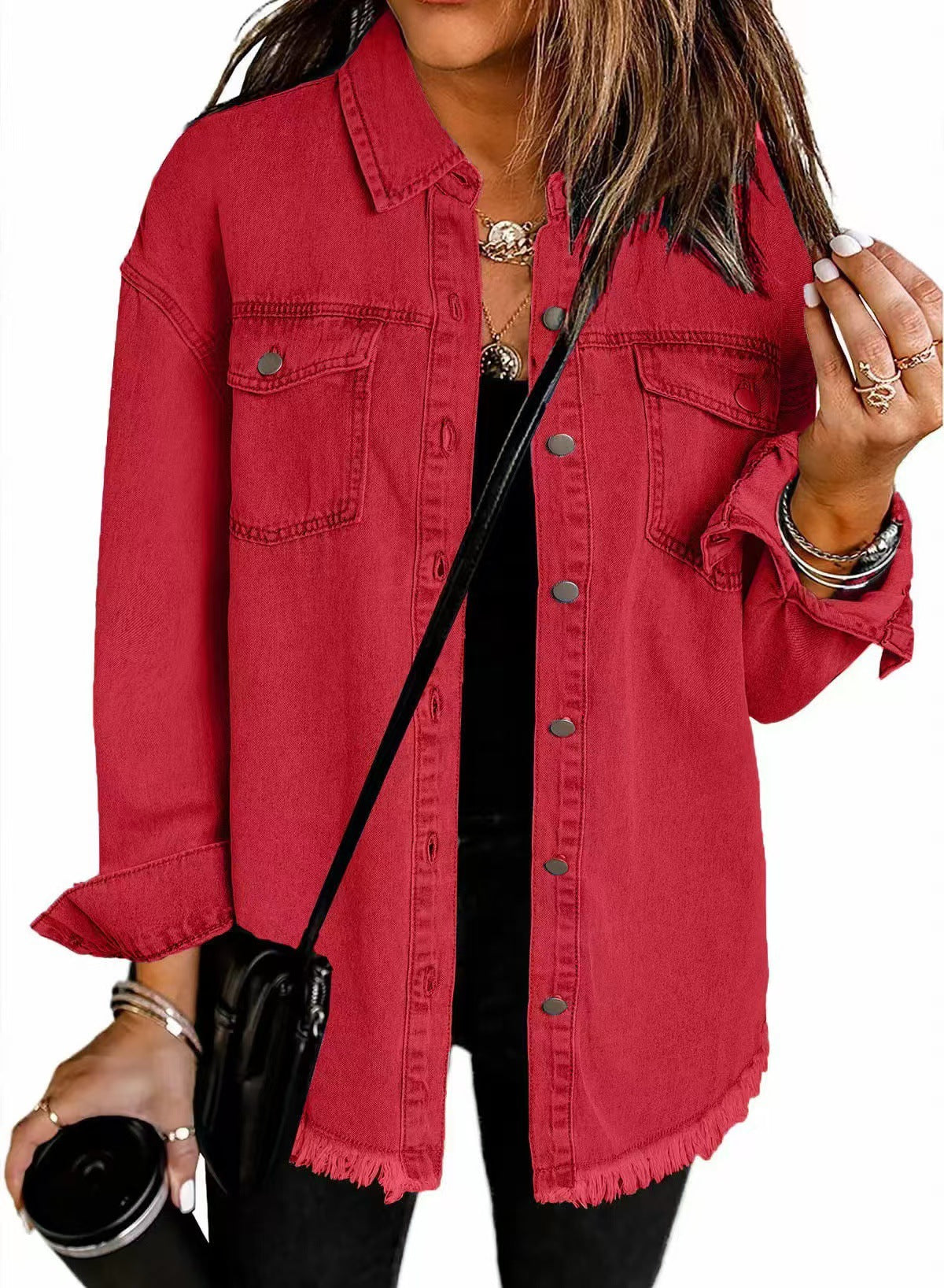 Washed Denim Raw-Hem Shirt Jacket – Hidden Picks Online