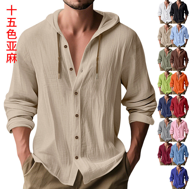 Hooded Cotton-Linen Loose Beach Cardigan Shirt – Hidden Picks Online
