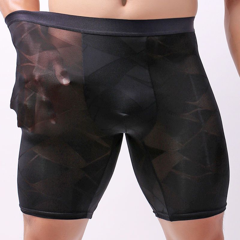 Sports Quick-drying Underwear Men's Summer Ice Silk Thin Breathable Boxers Running Long Anti-wear Leg plus size Boxers
