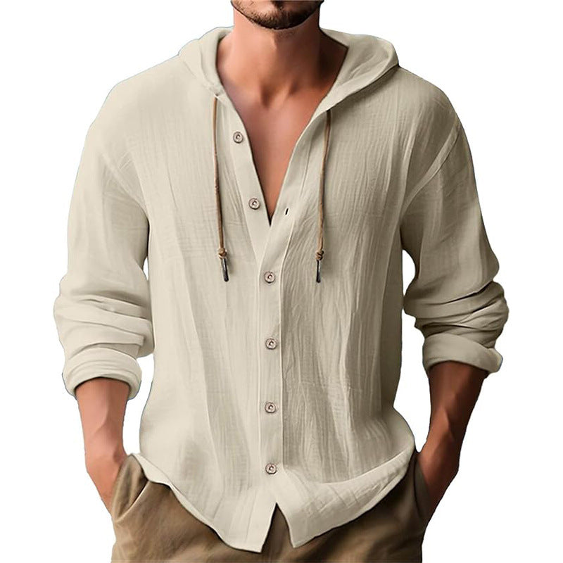 Hooded Cotton-Linen Loose Beach Cardigan Shirt – Hidden Picks Online