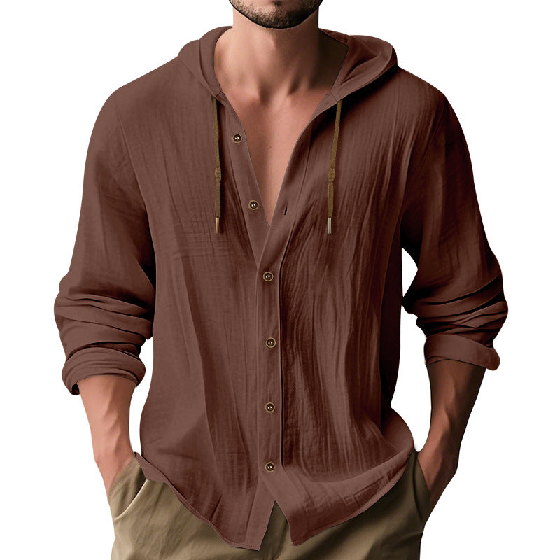Hooded Cotton-Linen Loose Beach Cardigan Shirt – Hidden Picks Online