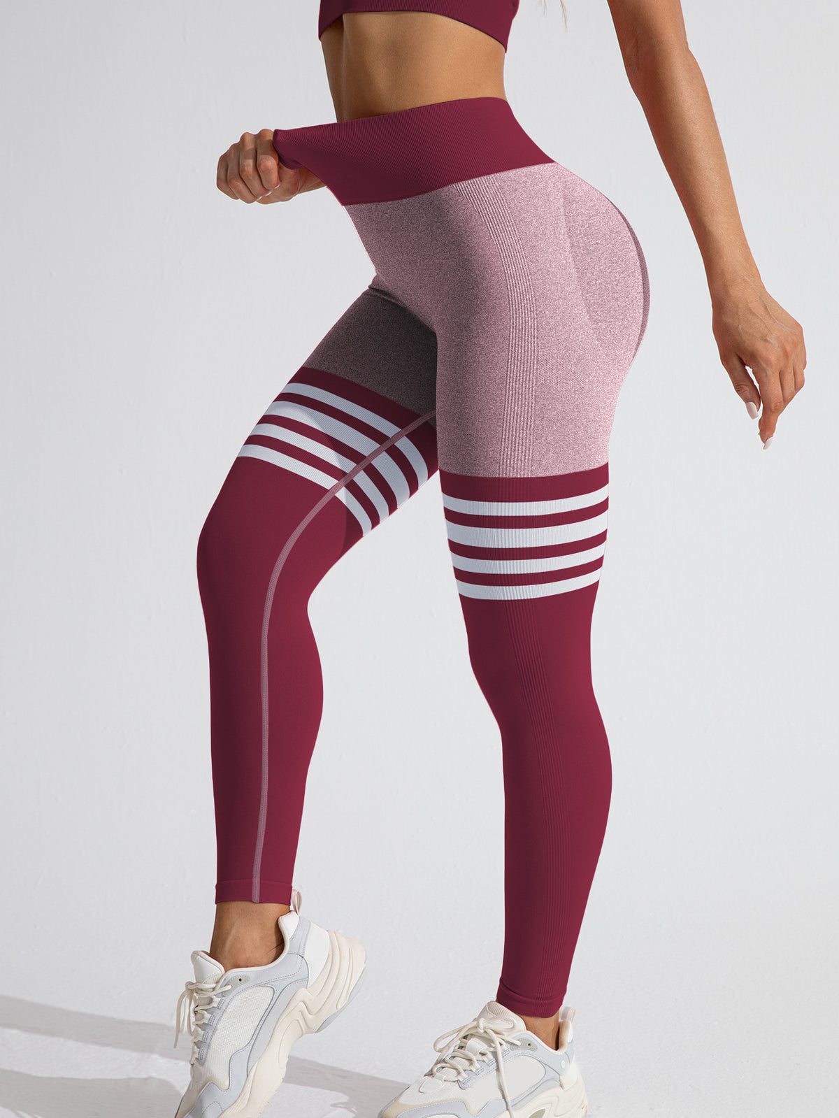 High-Waist Butt-Lift Striped Running Leggings – Hidden Picks Online