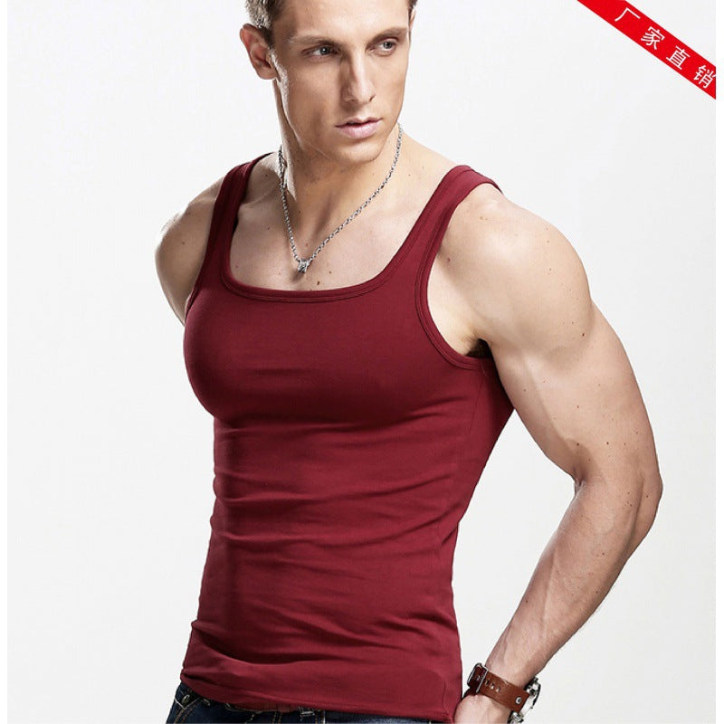 Square-Neck Slim-Fit Cotton Gym Vest – Hidden Picks Online