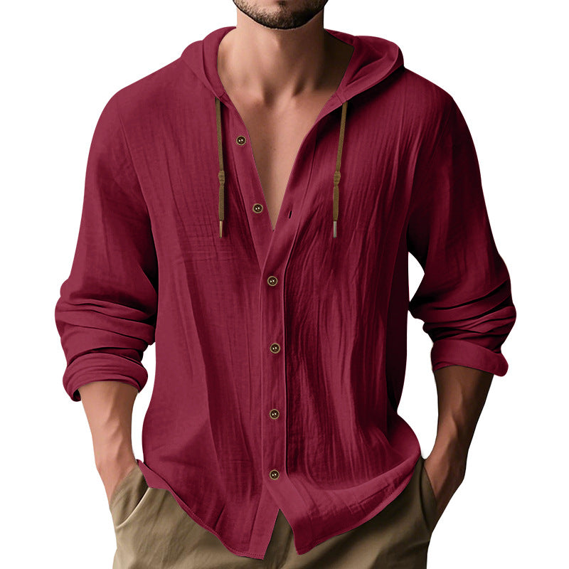 Hooded Cotton-Linen Loose Beach Cardigan Shirt – Hidden Picks Online