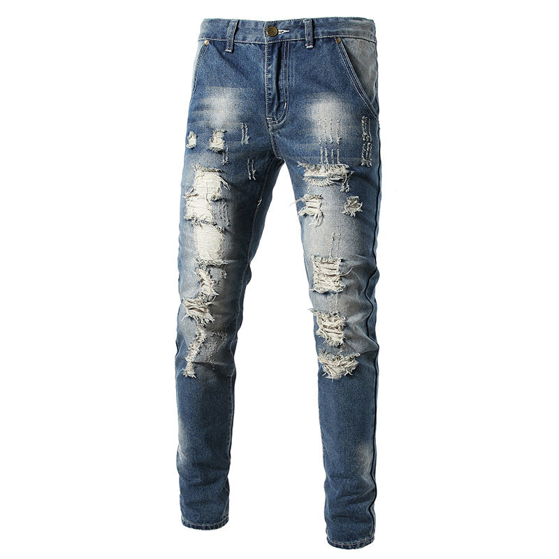 Slim Ripped High-Street Straight-Leg Jeans – Hidden Picks Online