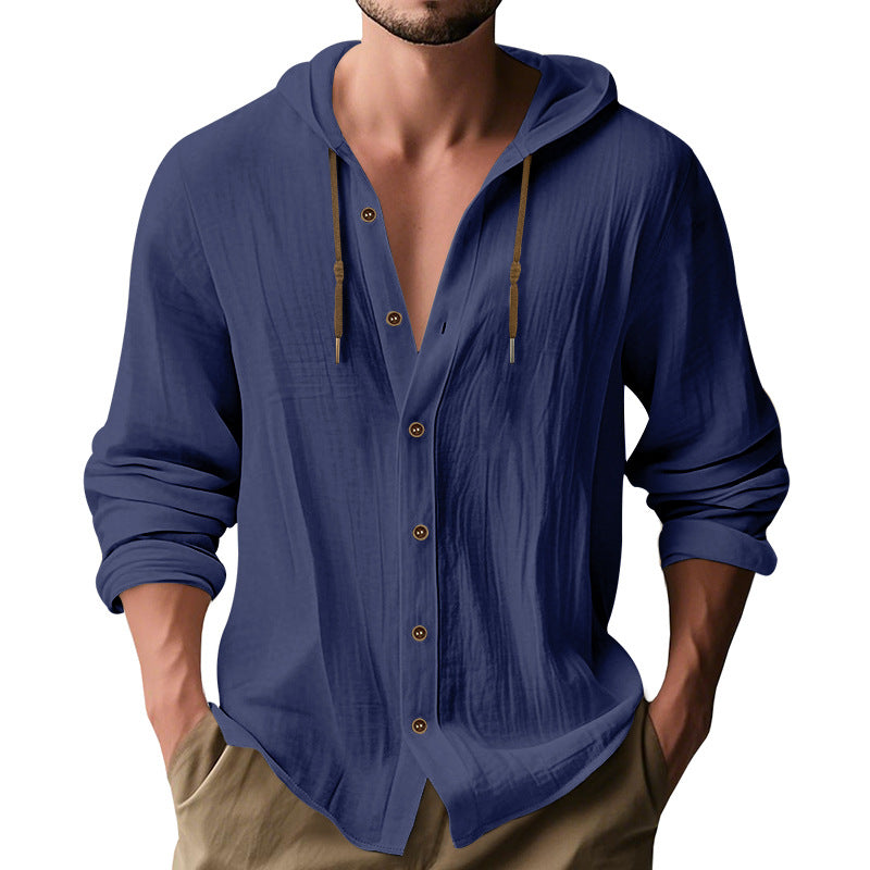 Hooded Cotton-Linen Loose Beach Cardigan Shirt – Hidden Picks Online