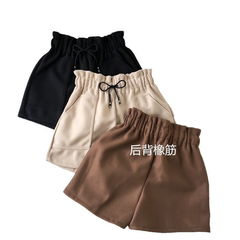 High-Waist Wide-Leg Woolen Shorts – Hidden Picks Online