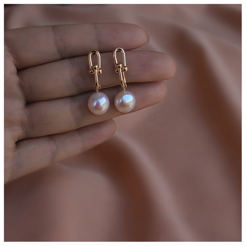Natural Baroque Freshwater Pearl Earrings – 14K Gold Plated Silver – Hidden Picks Online