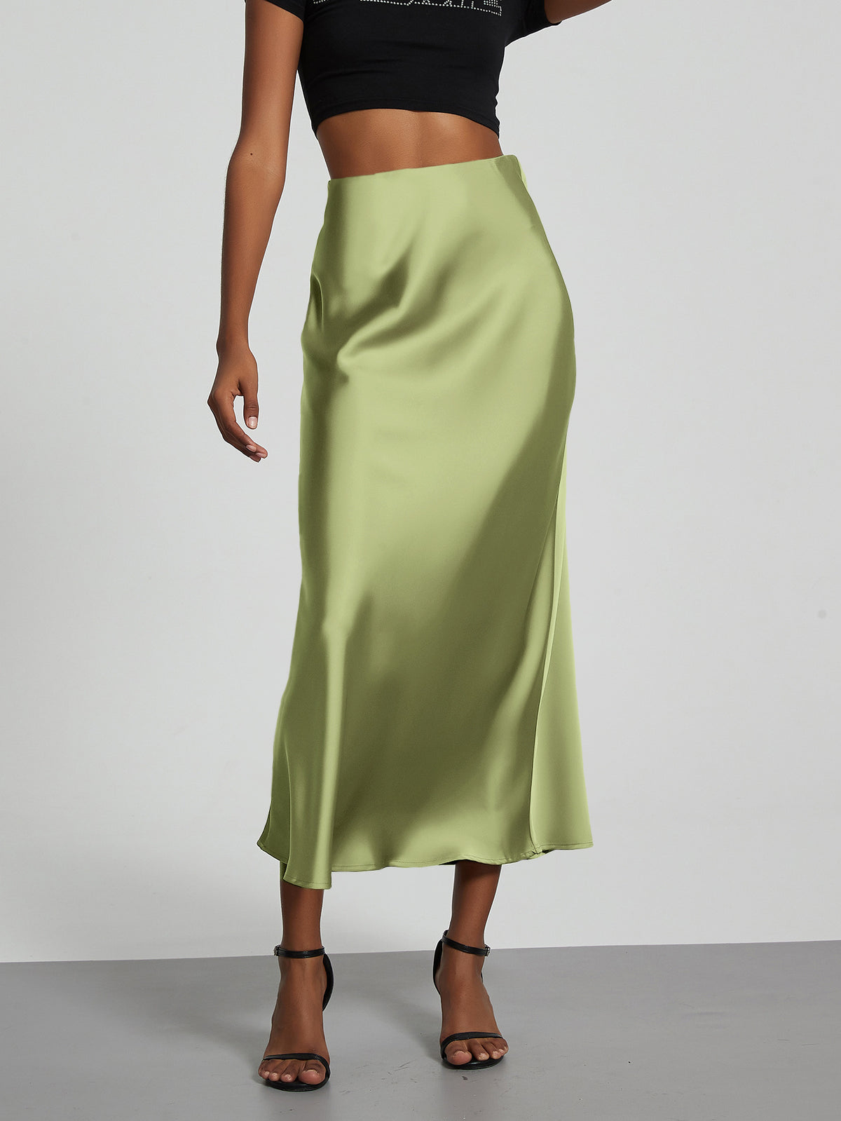 Elegant Satin Midi Skirt – Flowy & Slimming – Hidden Picks Online