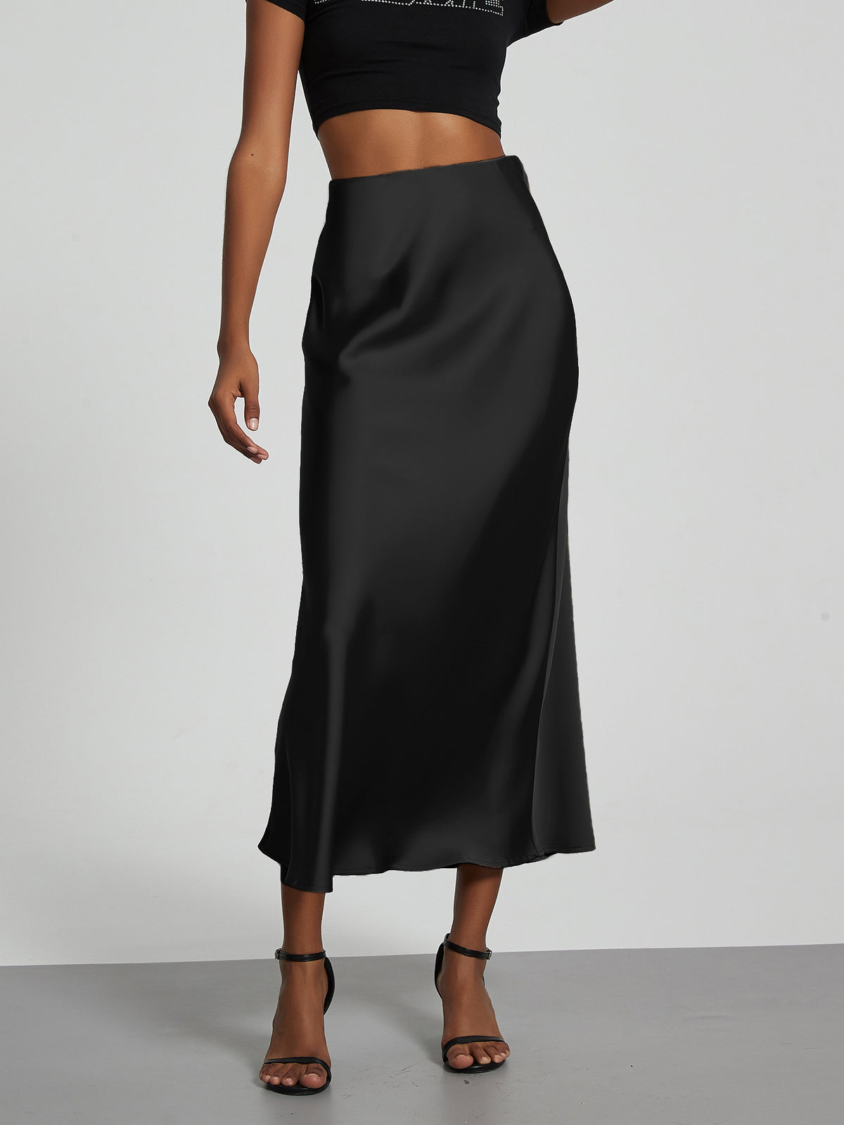 Elegant Satin Midi Skirt – Flowy & Slimming – Hidden Picks Online