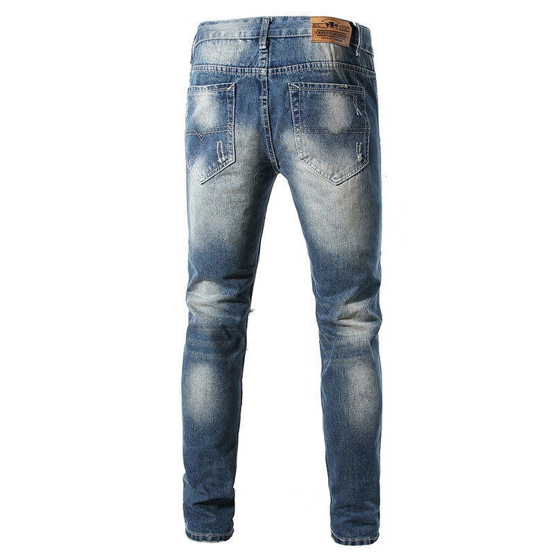 Slim Ripped High-Street Straight-Leg Jeans – Hidden Picks Online