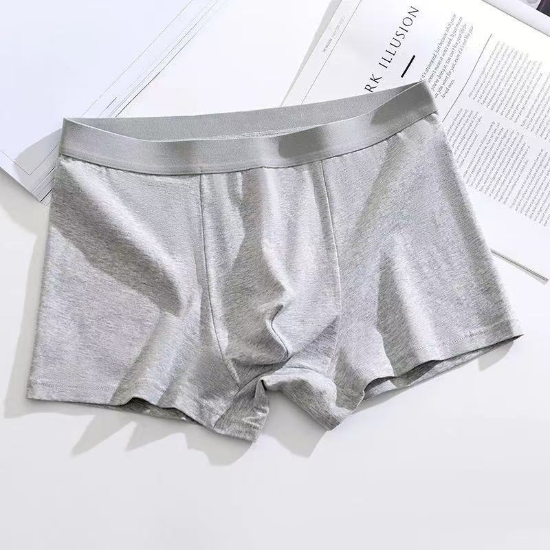 Underwear Men's High-End Boxer Briefs Antibacterial Breathable Mid-Waist Solid Color Versatile Comfortable Skin-Friendly Underwear Men's Pure Cotton