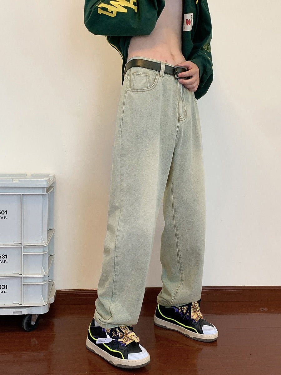 Washed Vintage Loose Straight-Leg Casual Jeans – Hidden Picks Online