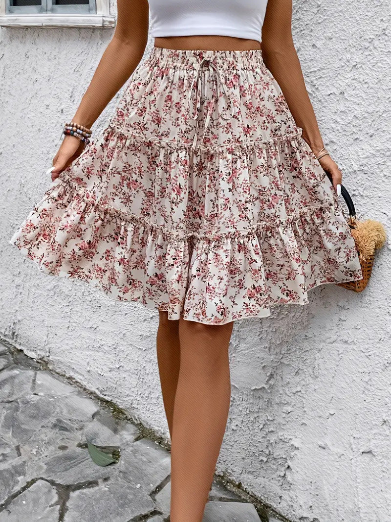 Floral Draped Wide-Leg Skirt Pants – Hidden Picks Online