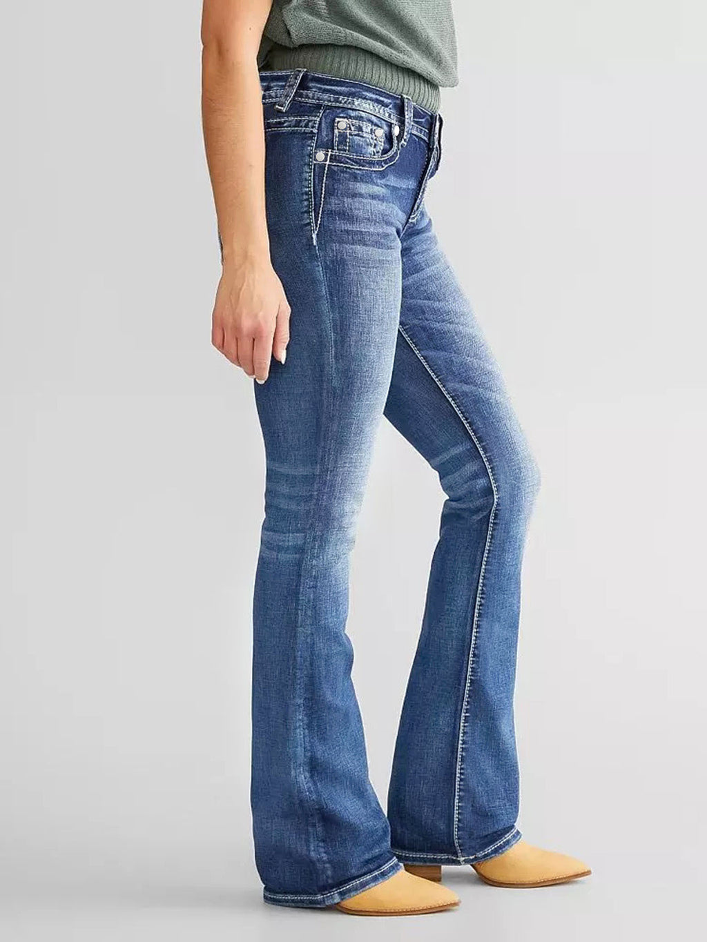 Embroidered Bootcut Denim Trousers – Hidden Picks Online