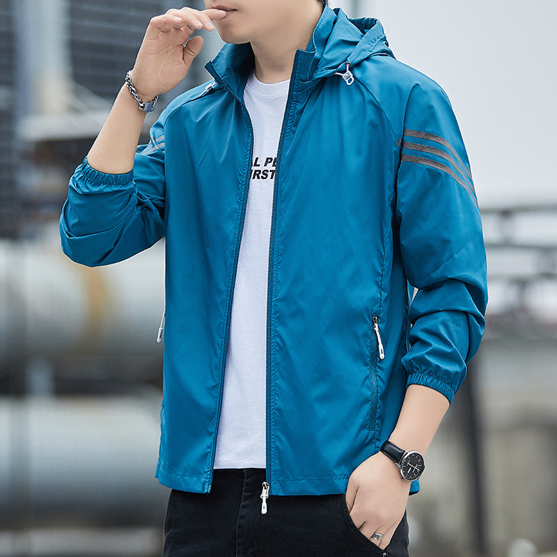 Summer Three Bar Sun Protection Clothing Men's Ice Silk Sun Protection Clothing Men's Thin Jacket Men's Fishing Quick-drying Jacket Men's Running Clothing