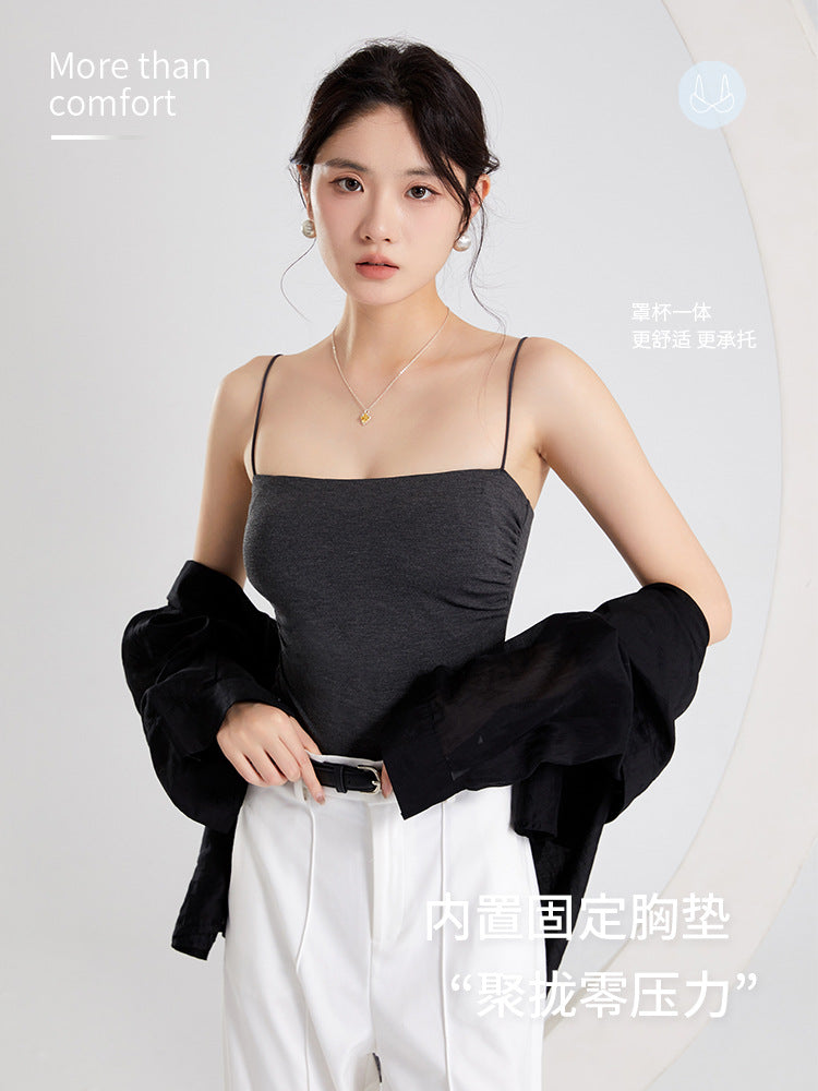 Built-In Bra Pleated Camisole – Summer Essential – Hidden Picks Online