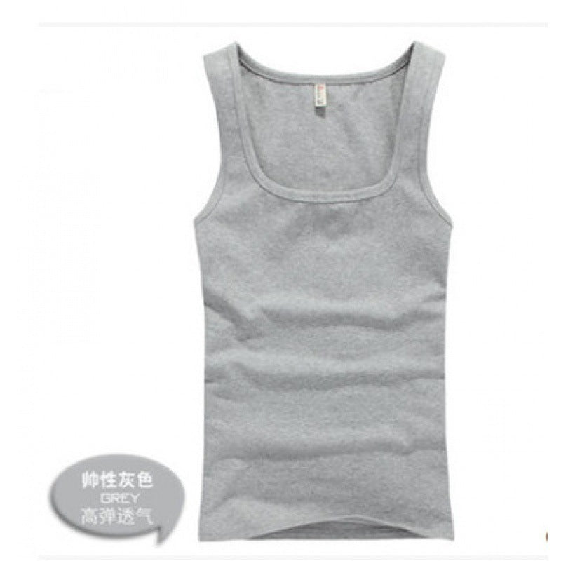 Square-Neck Slim-Fit Cotton Gym Vest – Hidden Picks Online
