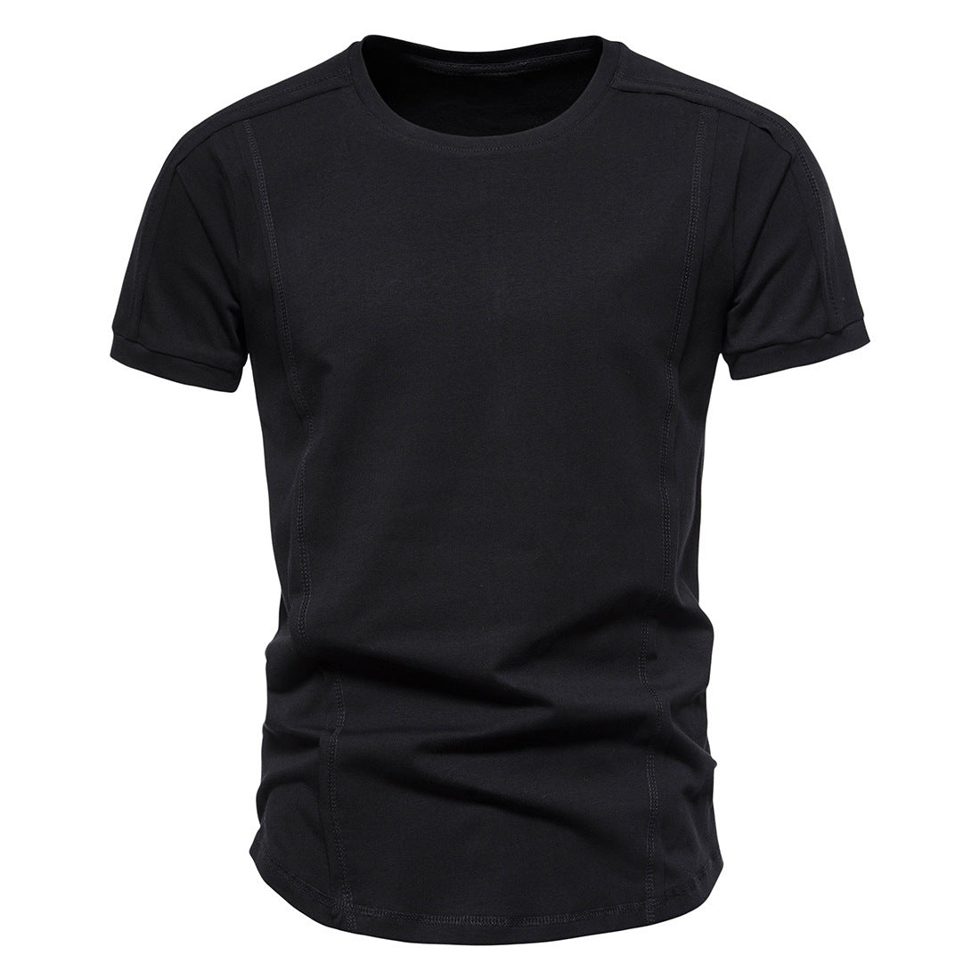 Slim-Fit Round-Neck Solid Color Casual T-Shirt – Hidden Picks Online