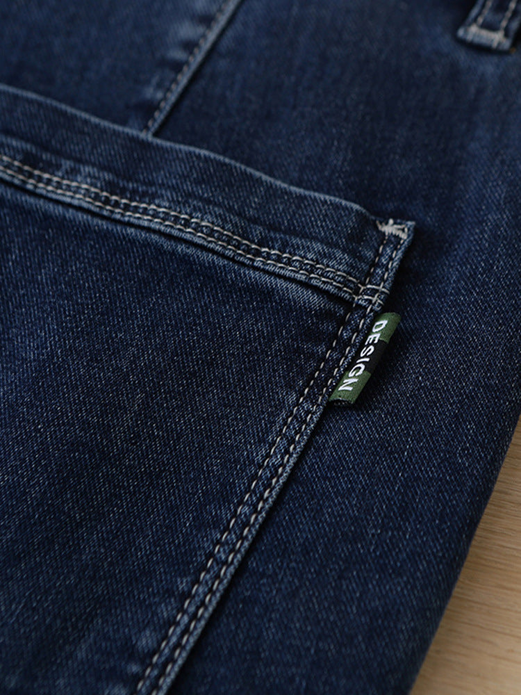 Washed Micro-Elastic Loose Straight-Leg Jeans – Hidden Picks Online