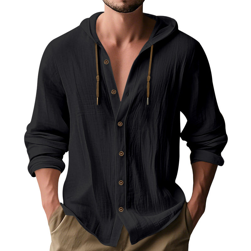 Hooded Cotton-Linen Loose Beach Cardigan Shirt – Hidden Picks Online