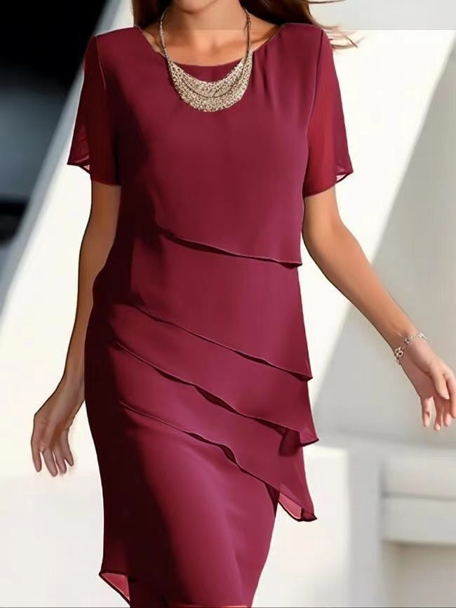 Glitter Ruffle Round-Neck Casual Dress – Hidden Picks Online