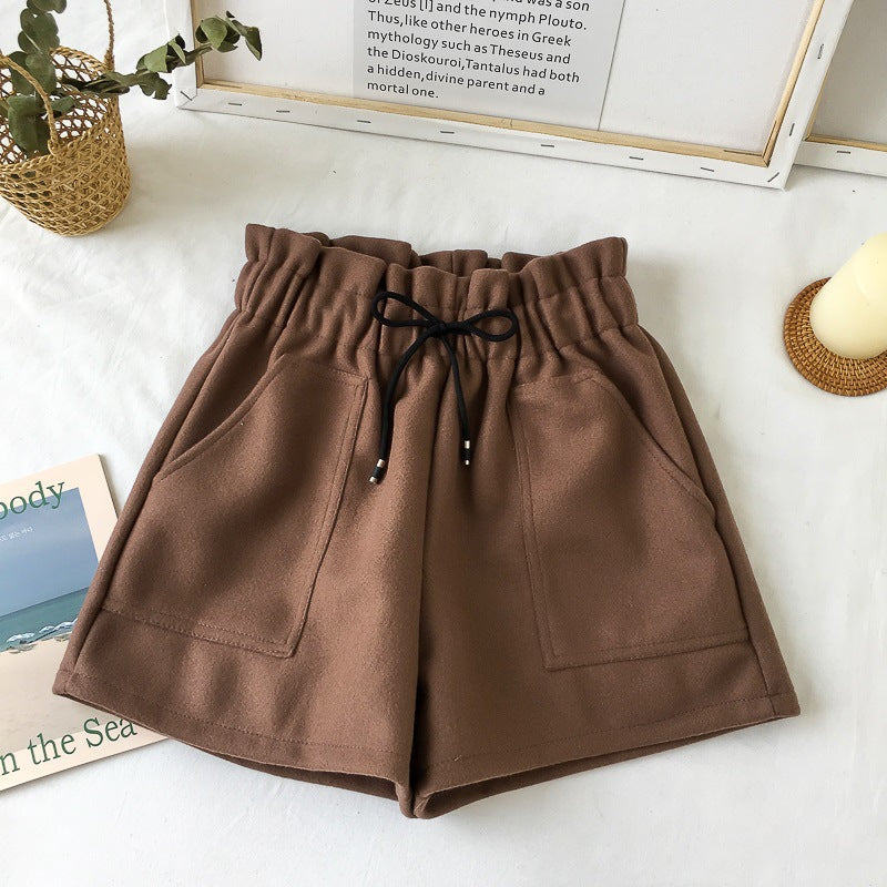 High-Waist Wide-Leg Woolen Shorts – Hidden Picks Online