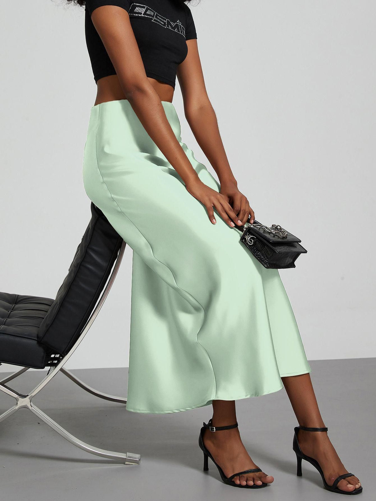 Elegant Satin Midi Skirt – Flowy & Slimming – Hidden Picks Online