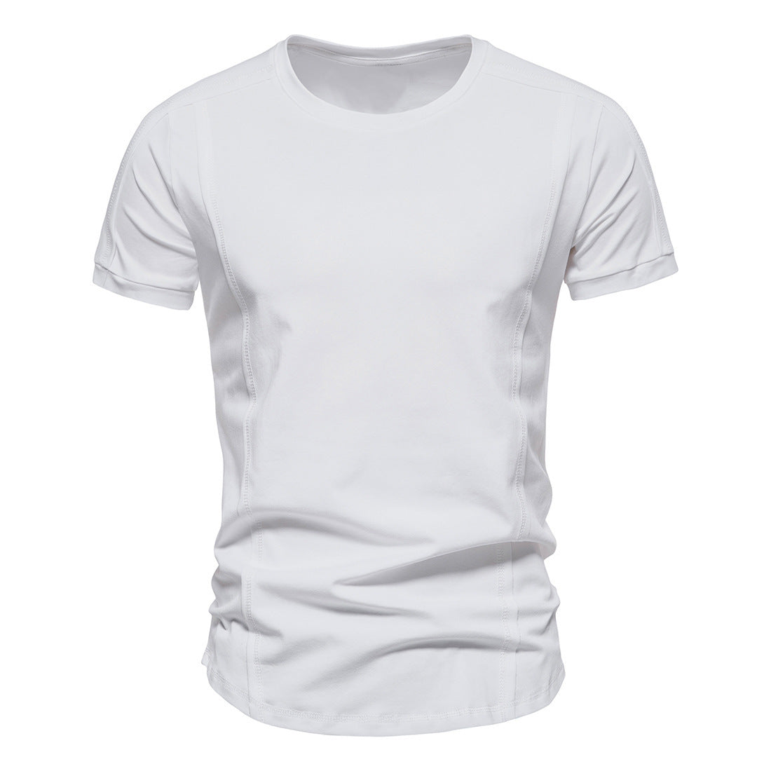 Slim-Fit Round-Neck Solid Color Casual T-Shirt – Hidden Picks Online