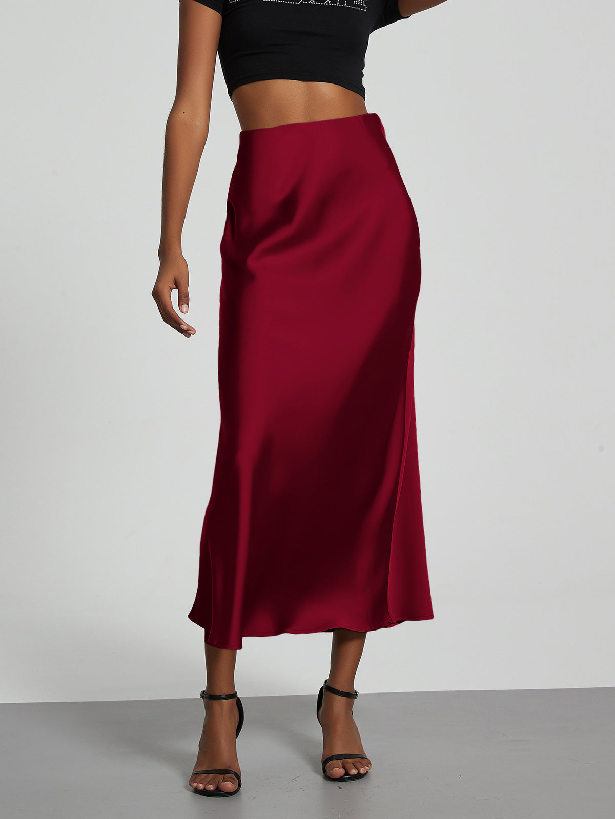Elegant Satin Midi Skirt – Flowy & Slimming – Hidden Picks Online