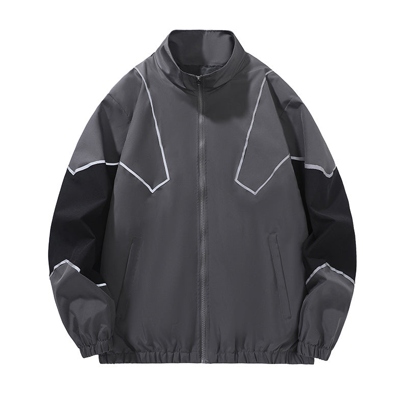 Reflective Patchwork Stand-Collar Sports Jacket – Hidden Picks Online