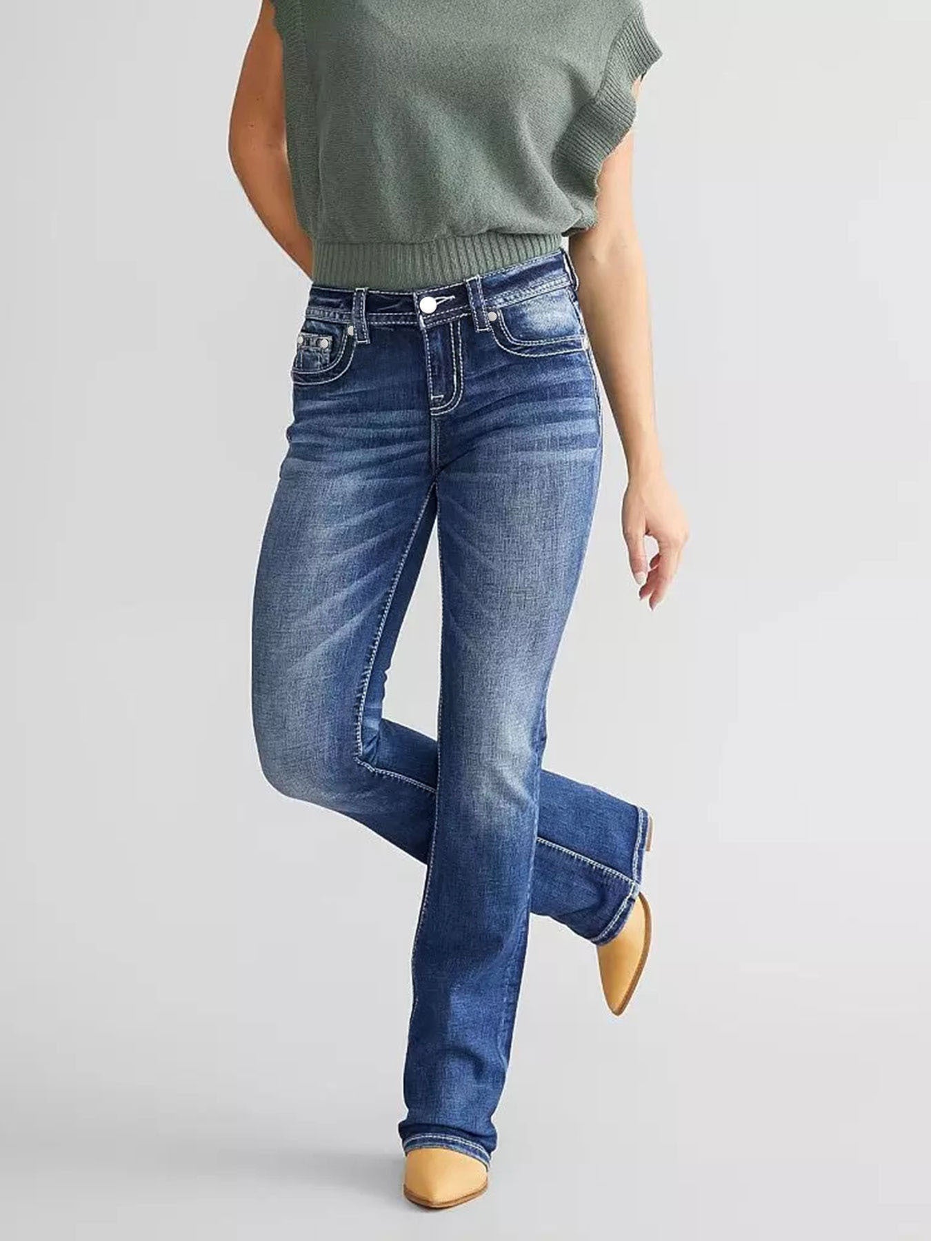 Embroidered Bootcut Denim Trousers – Hidden Picks Online