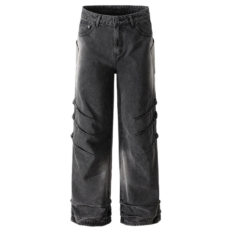 Retro High-Street Plus-Size 3D Straight-Leg Jeans – Hidden Picks Online