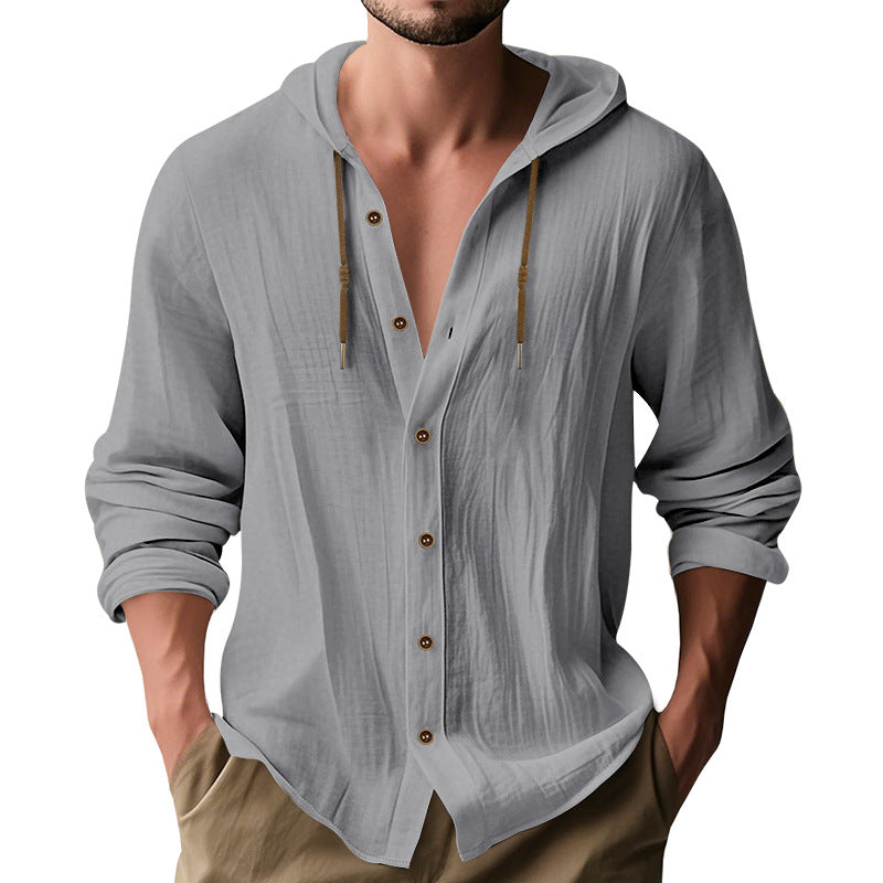 Hooded Cotton-Linen Loose Beach Cardigan Shirt – Hidden Picks Online