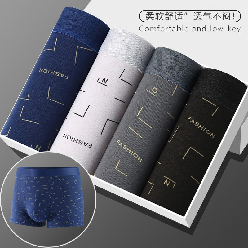[New Explosions] Men's Underwear Men's Boxer Youth Mid-Waist Boxer Male plus size Shorts Shorts Head