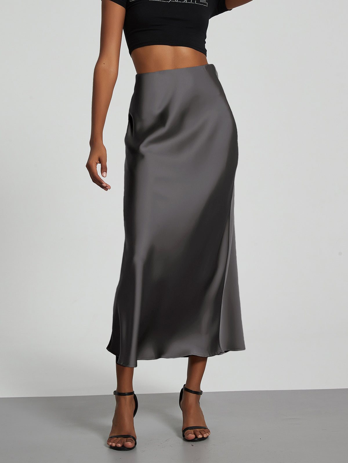 Elegant Satin Midi Skirt – Flowy & Slimming – Hidden Picks Online