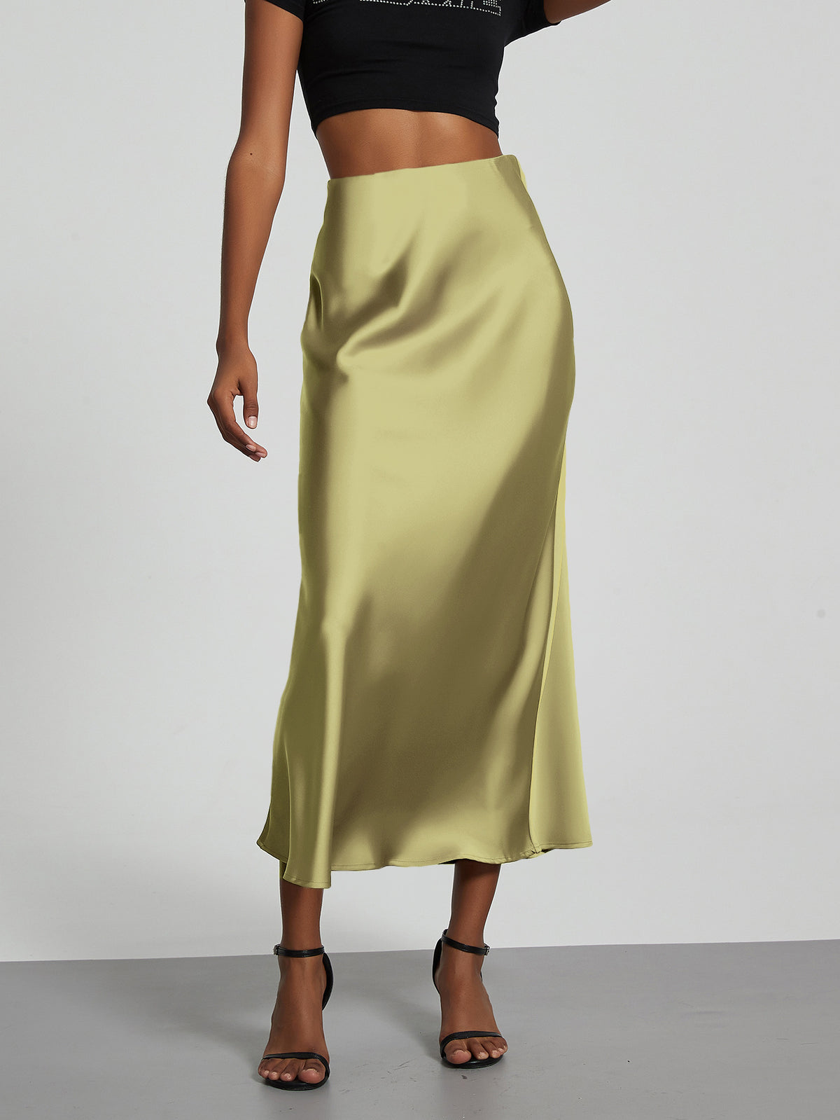 Elegant Satin Midi Skirt – Flowy & Slimming – Hidden Picks Online