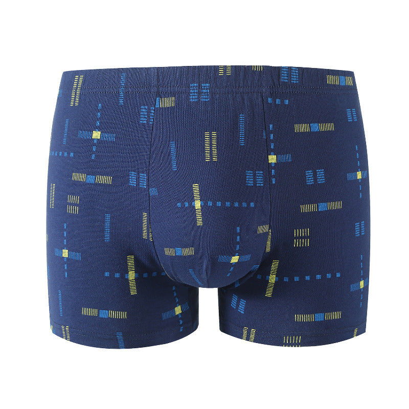Source men's underwear boxer cotton mid-waist printed multicolor wholesale cotton breathable loose large size boxer pants